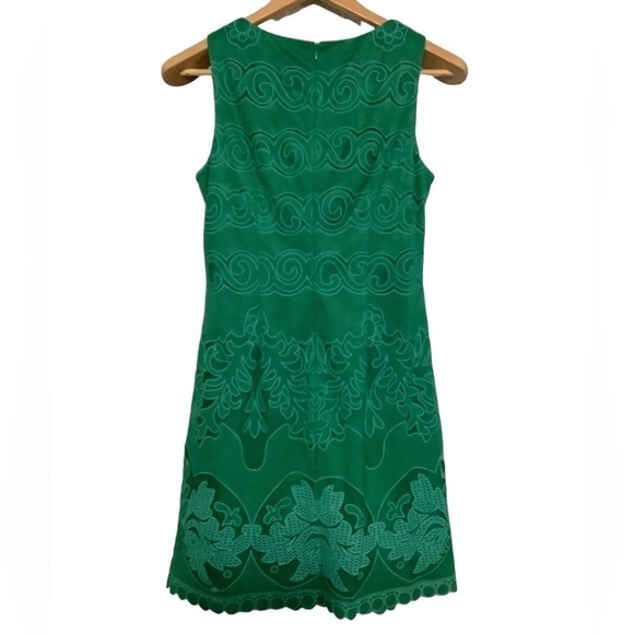 ELIZA‎ J LACE CROCHET OVERLAY A-LINE GREEN SHIFT DRESS  size 4 - Picture 6 of 7